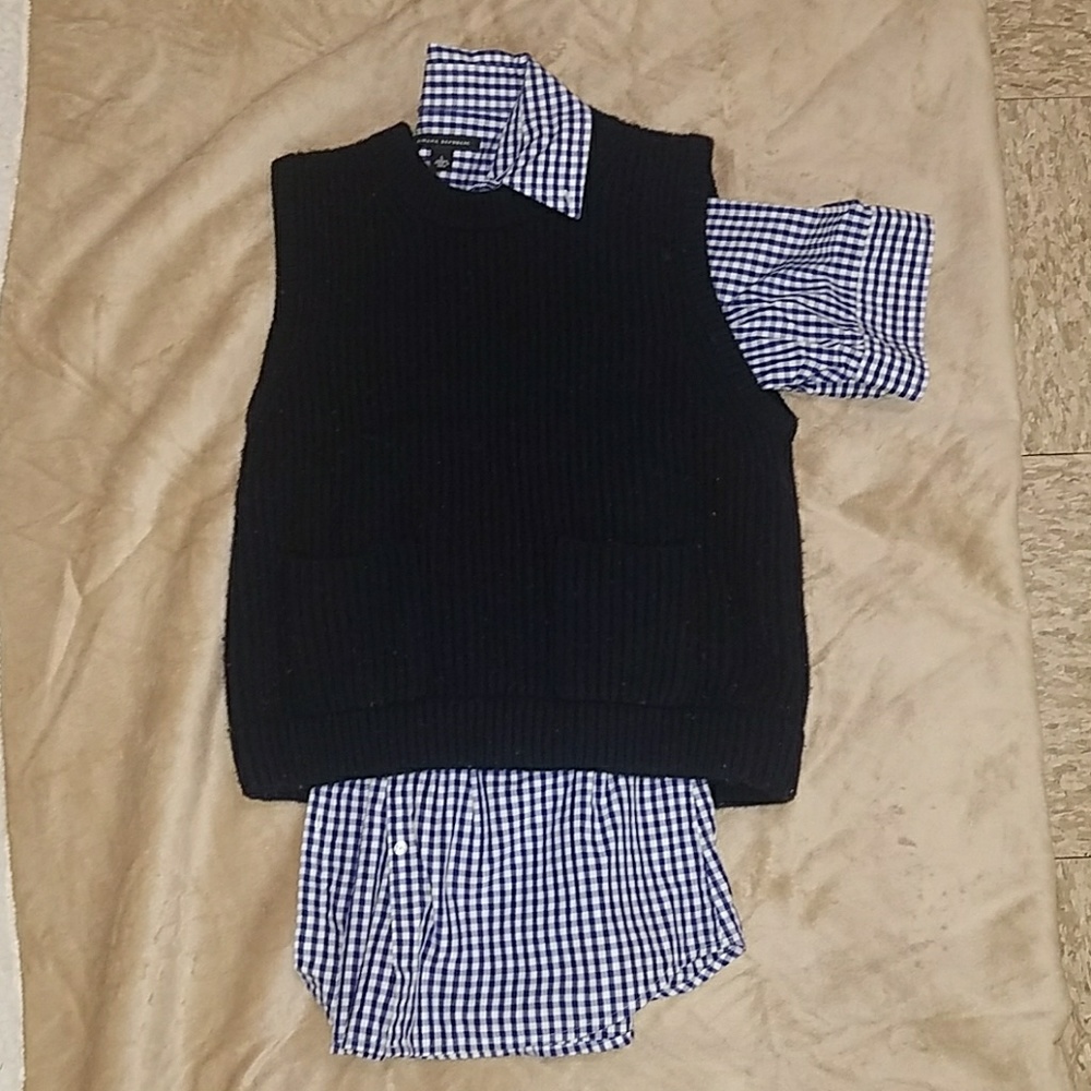Madewell Ribbed Sweater Vest in navy size large